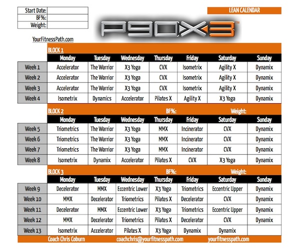 p90x3 schedule excel